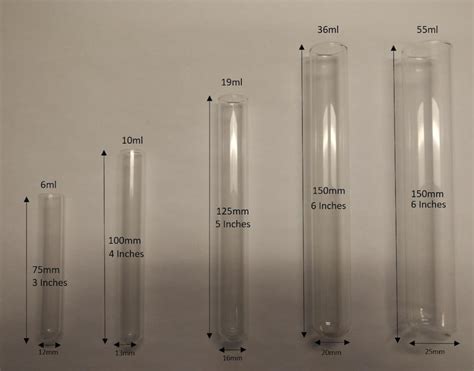 test tube size chart